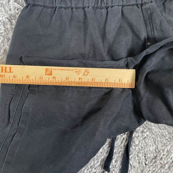 Eileen Fisher Organic Linen Shorts Size Large Black Beach Mom Summer Drawstrings - Picture 5 of 5